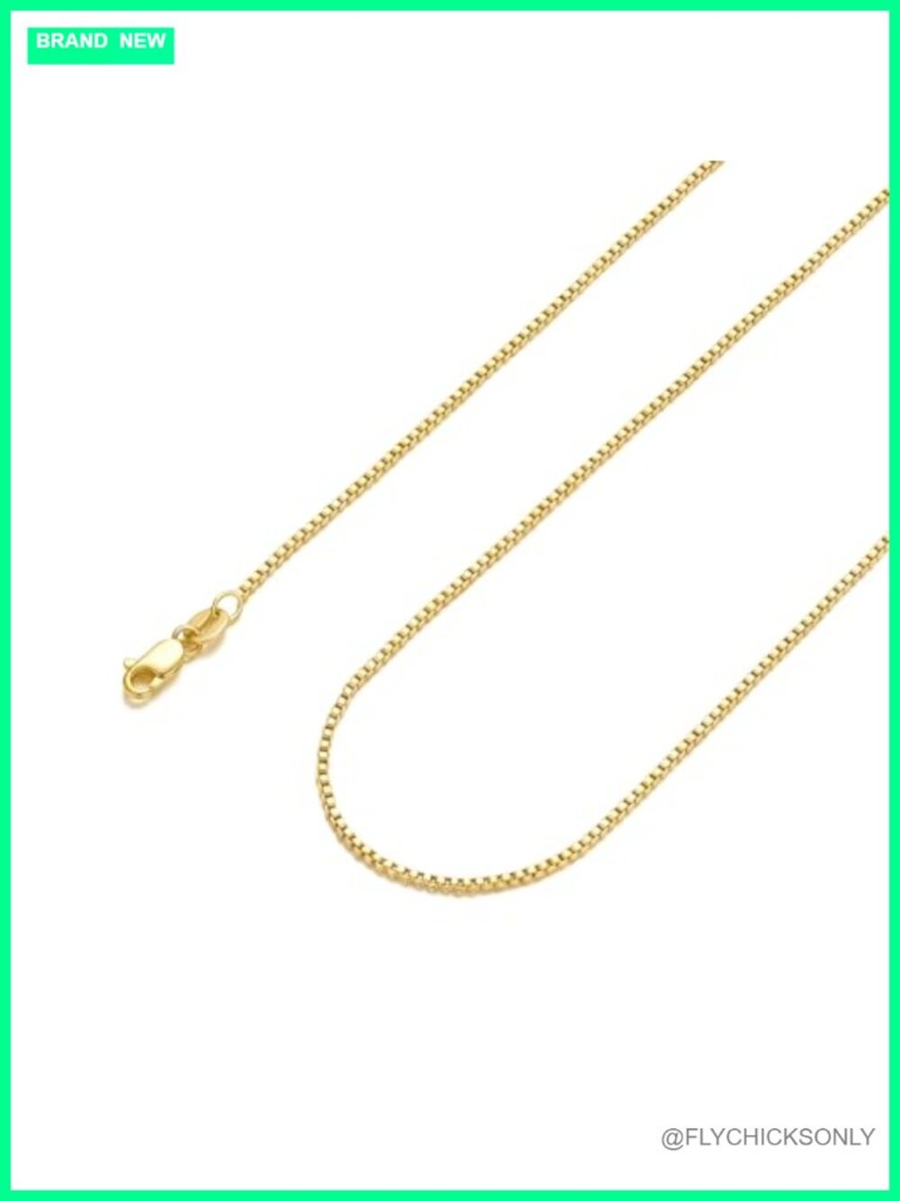 14K Gold Plated Box Chain Necklace 26in Lobster Clasp